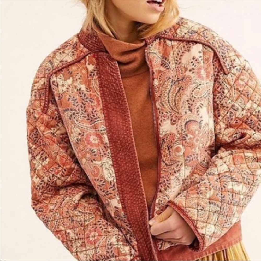 Free People Great Escape Cotton Quilted Print Jacket